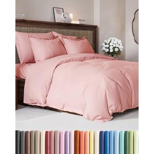 Duvet Cover Queen Size - Extra Soft Queen Size Duvet Cover - Lightweight & Breathable - Easy Care & Fade Free with Zipper Closures & Ties - 90" x 90" Inches - (Baby Pink) Comforter Not Included