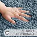 Yimobra Bathroom Rugs Sets 2 Piece, Soft Absorbent Chenille Bath Mat and U-Shaped Toilet Rug, Non Slip Machine Washable Quick Dry, Plush Shower Rugs for Bathroom Floor, 24"x17"+24"x20", Denim Blue