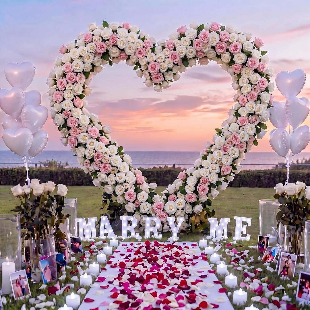 Coume 88 Pcs Marry Me Proposal Kit Wedding Proposal Decorations, Pink, 6.6 x 6.6 ft/ 2 x 2 M
