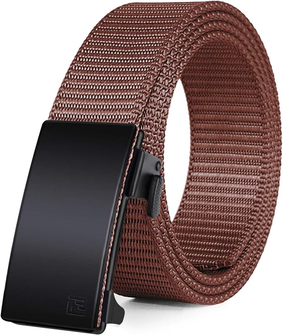 FAIRWIN Men's Ratchet Belt, Nylon Tactical Belt, Adjustable Ratcheting Buckle for Golf Work Casual Outdoor Hiking Daily Wear (Coffee)