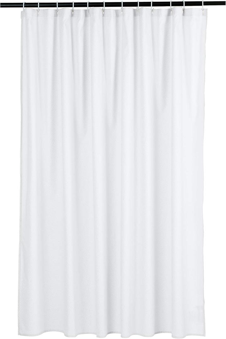 Amazon Basics Lightweight Super Soft Easy Care Microfiber Waffle Texture Shower Curtain , 72" x 72", White