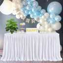 Pleated White Table Skirt for Rectangle Desk 6ft Length Baby Shower Wedding Birthday Gender Reveal Party Dessert Cake Decorations