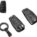 Heavy Metal Key Fob Cover Case Protector for Audi, Keychain, Accessories for Audi A1 A3 A4 A5 A6 Q3 Q5 Q7 TT S3 R8 (Tpye C-Black)