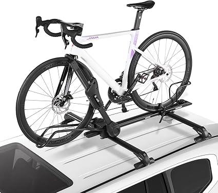 VEVOR Roof Bike Rack, 33 lbs Capacity, Foldable Upright Roof Mount Bicycle Rack with Locking Systems & Adjustable Arm for T-Slot Crossbars, Upright Rooftop Bike Rack 1 Bike Carrier for Car SUV, Black