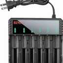 6 Bay 18650 Battery Charger Universal Wall Charger for 3.7v Lithium Rechargeable Batteries Compatible 18650 26650 14500 16340(RCR123) 10440 17670 18490 17500 Lithium Battery Charger (DC Charger)