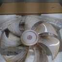 Garwarm 20" Caged Ceiling Fan With Light, Flush Mount Bladeless Fandelier With Remote, Small Low Profile for Bedroom, Kitchen, Dining Room, White Gold