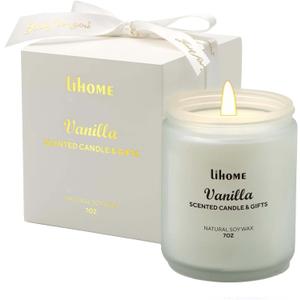 Candles Gifts for Women - Scented Candles, Natural Soy Wax Candles for Home Scented Perfect for Christmas, Birthday, Mother's Day, Vanilla Candle, White, 7 Oz