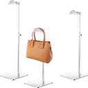 3 Pack Purse Display Stand, Adjustable Height Handbag Holder Stand with Sturdy Anti-slip Base, Stainless Steel Metal Table Bag Rack for Closet, Boutique, Retail Vendor Commercial Store,Silver