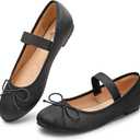 Trary Ballet Flats for Women Closed Round Toe Mary Jane Shoes Women Cute Bowknot Non-Slip Dressy Shoes Elastic Strap Comfortable Women's Flats for All-Year Daily Work Causal, 8 1/2 