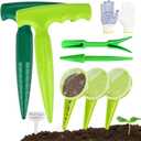 17Pcs Seed Planter Tool with 5-Hole Seed Dispenser & 6.9" Dibber & Succulent Tools Set, Plastic Planting Tools for Sowing, Bulbs, Seedlings-Includes Planting Labels