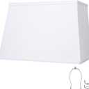 White Lamp Shades, Large Square Lampshades, Top7 x 12.5'' xBottom 9 x 15'' xHigh 9.8 '', Includes 1 Lamp Harp Holder, 2 Adapters, Suitable for Table Lamps and Floor Lamps, Easy Assembly