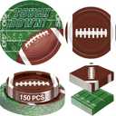 Football Party Supplies Set - 150 PCS Dinnerware, Decorations Include Plates, Napkins for Game Day, Birthday Party