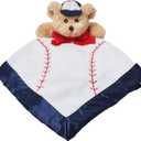 Bearington Lil Slugger Snuggler Plush Baseball Lovey - 15" Soft Velour and Satin Baby Security Blanket for Boys - Cute Baseball-Themed Stuffed Animal Lovey, Infant Snuggle Toy