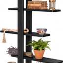 Pinkunn Floating Shelves for Wall, 5 Tier Wall Mounted Shelf Unit with 19.7 Inch Pine Wood Shelves and Black Frame, Decorative Plant Photo Book Display Shelf for Living Room Bedroom Bathroom, 39.76 inches x 6.3 inches x 6.3 inches