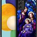 CARLOCA Compatible with Samsung Galaxy A13 5G Case, Purple Virgin Jesus Churches Pattern for Girl Ultra Protection Shockproof Soft Silicone TPU Non-Slip Back