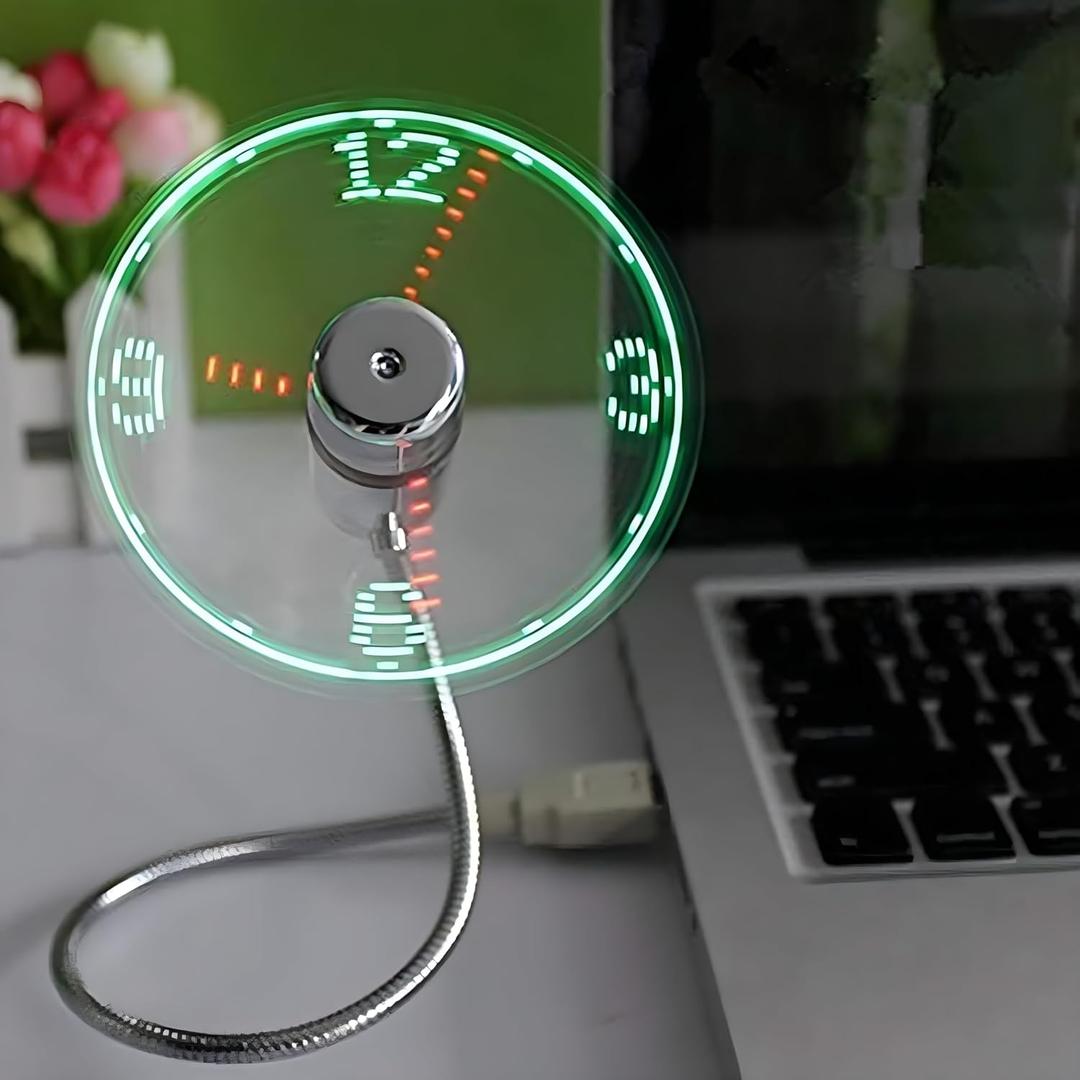 ONXE LED USB Clock Fan with Real Time Display Function,Stocking Stuffers for Men Christmas Gadgets,Father's Day Gifts