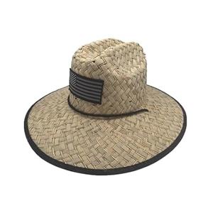 TUREVIEW Men's Lifeguard Straw Hats Sun Hats Outdoor Hats Wide Brim Beach Swimming for Men (Straw, Black Camouflage)