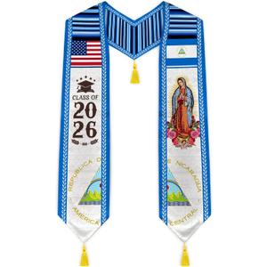 National Flag Graduation Stole Class of 2026 with Gift Box, Graduation Sash for High School & University 72" Long (Blue)