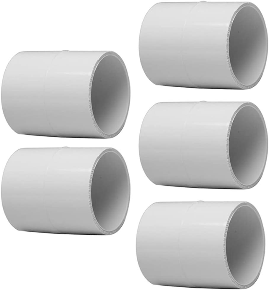5PCS 2" PVC Pipe Fitting Coupling Connector Adapter Pipe Fitting Slip (Socket x Socket) Schedule 40 White Color