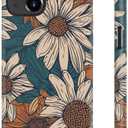 STARVIP for iPhone 13 Mini Case, Wireless Charging Compatible,Dual-Layer Protection with Stylish Wildflower Design, Soft Silicone + Hard Shell, Cute Chic Phone Cover for Women - Floral Daisy Pattern