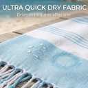 Turkish Beach Towels Set of 6, Large 36" x 71" Towel Set Aqua & White