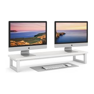 NestNeat Dual Monitor Stand - 39Inch Large Wood Monitor Stand Riser, Holds 200lbs Ultra Strong Support for 2 Monitor/Laptop Computer/TV/PC/Printers, Desk Organizer for Gamming Room&Office, Extension Monitor Stand Riser