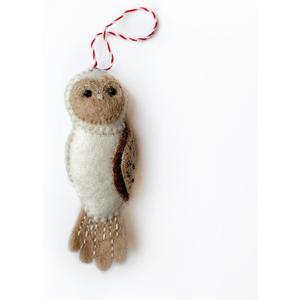 Owl Christmas Ornament Handmade Felt Wool