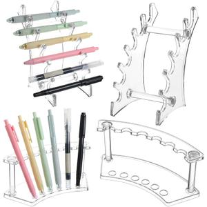 4 Pack Pen Stand Display, Acrylic Brush Holder Clear Pen Holder 6-slots Display Stand for Makeup Brushes, Nail Brushes, Home Office Use