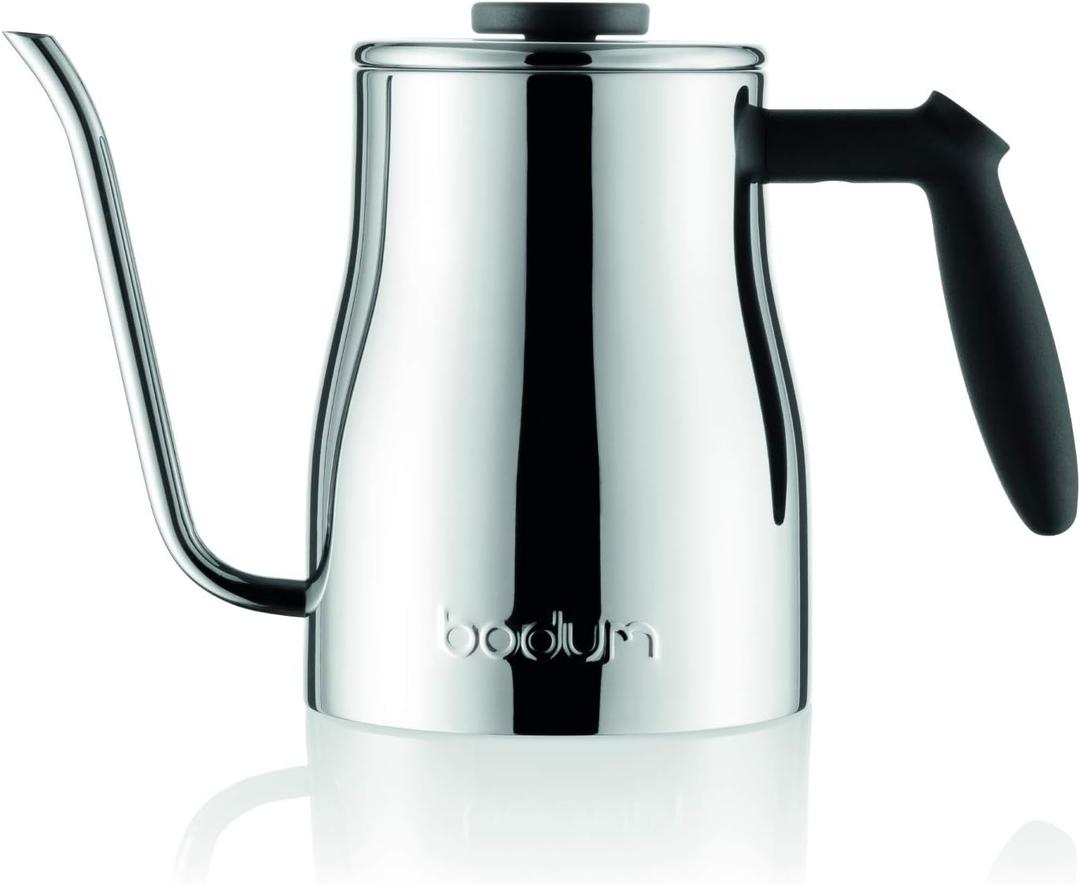 Bodum Bistro Gooseneck Stovetop Water Kettle, Chrome, 34 Ounce (1.1 Quarts)