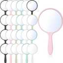 Jetec 25 Pcs Handheld Mirror with Handle, 3.94" L x 2.17" W, Small Portable Round Mirror Bulk for Kids Travel Makeup Classroom Camping Daily DIY Crafts (White,Pink,Black,Blue,Green)