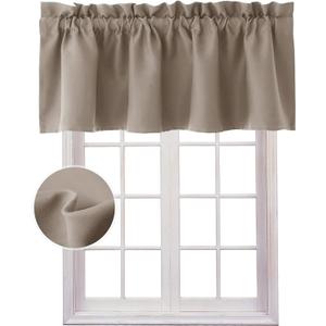 Hiasan Valance Curtains for Kitchen Blackout Thermal Insulated Solid Window Curtain Valance, Camel, 52 x 18 Inches, 1 Panel