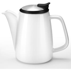 Ceramic Teapot with Infuser, 32 oz Loose Leaf Tea Pot Ceramic with Removable Stainless Steel Infuser, Mess-Free Loose Tea Diffusers, Ideal for Tea Steeper (White)