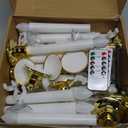 Treela 24 Pcs Christmas Flameless Taper Candles with Gold Holders and Suction Cups Remote Control LED Christmas Window Candles Battery Operated for Home Indoor Outdoor Holiday Party Decor