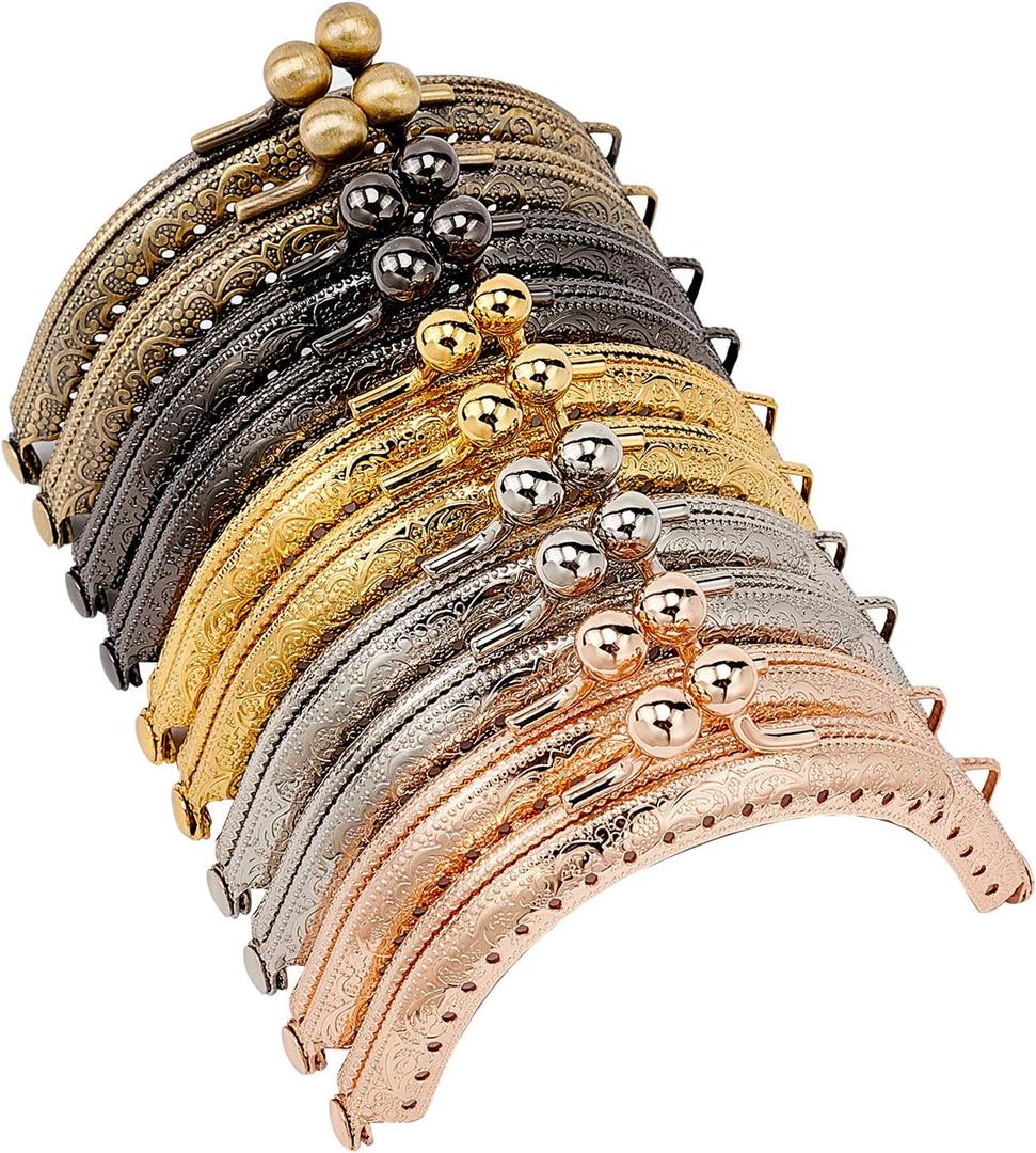 PH PandaHall 10pcs Metal Purse Frame 5 Color 8.5cm/3.3" Retro Arch Metal Purse Coin Bag DIY Craft Frame Kiss Clasp Lock for Bag Sewing Craft Tailor Sewer
