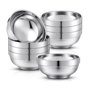 8 Pack 24 oz Stainless Steel Bowls Double Walled Insulated Soup Ice Cream Metal Mixing Nesting Bowls for Serving Soup Rice Cereal (304 Stainless Steel)