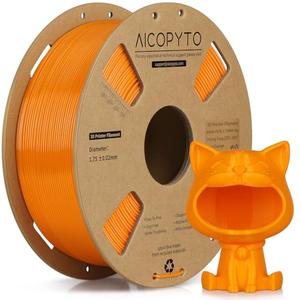 AICOPYTO PETG Filament 1KG Orange, High Speed 30-600mm/s 3D Printer Filament Rapid PETG 1.75mm Dimensional Accuracy +/- 0.02mm, 1kg Cardboard Spool(2.2lbs) Fits for Most FFF 3D Printers