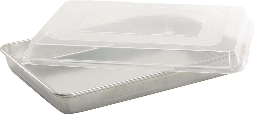 Nordic Ware Natural High Sided Sheet Cake Pan, Silver, High Sided With Lid