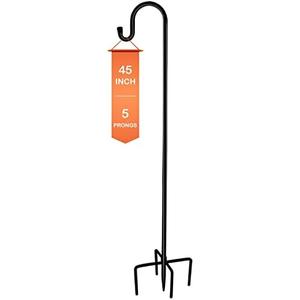 Ottsuls Bird Feeder Pole, 45 INCH Heavy Duty Shepherds Hooks for Outdoor with 5 Prong Base, Adjustable Stand Hanger for Garden Plant, Hummingbird Feeder, Lantern, Hanging Wedding Decor (1 Pack)