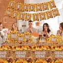 Friendsgiving Party Decorations 142pcs Friendsgiving Theme Tableware Thanksgiving Turkey Maple Leaves Disposable Paper Plates,Napkins,Tablecloth for Fall Autumn Party Supplies