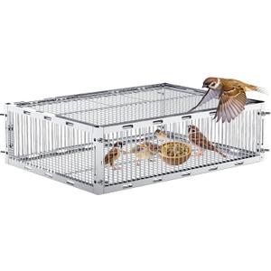 Bird Trap Cage with Escape-Proof, Bird Traps for Small Birds Live, Sparrow Trap, Portable, Easy Assembly, and Unharmful.Made of lron with Anti-Rust Paint A3 (16.6"L x 12.0"W x 4.72"H)