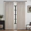 Pinch Pleated Blackout Greyish Beige Curtains 90 Inches Long 2 Panels Set for Sliding Glass Doors, Memory Trained Dual Layer Linen Soundproof Heat Blocking Taupe Rustic Windows Drapes for Living Room