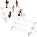 UKCOCO Acrylic Display Risers 2-Pack 11.415.905.51In Clear 3-Tier Stand Space-Saving for Desktop Organization for Action Figures, Figurines, Collectibles Display