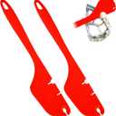 2 Pack Silicone Spatula Mixer Beater Scraper Compatible with KitchenAid Stand Mixer Attachments,Works on Flat Beaters, Whisks, Dough Hooks (Red)