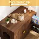 35.4" Fluted Cat Litter Box Enclosure, Wooden Hidden Litter Box Enclosure Furniture with 2 Layer Drawer, Modern Indoor Cat House, Side End Table for Living Room, Entryway, Bedroom, Walnut