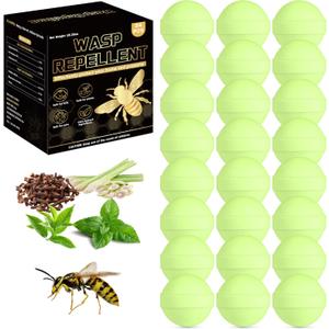 24 Pack Wasp & Bee Repellent for Yard, Peppermint Oil Wasp Repellent, Keep Carpenter Bees, Hornets and Yellow Jackets Away from Patio Garden Outdoor, Natural Ingredients Wasp Deterrent Safe for Pets