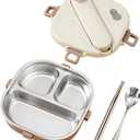 Stainless Steel Bento Box, 800ml Leakproof Lunch Box, Easy To Open And Close, Food Storage Container For Outings, Picnics, And Travels (3 Compartments)