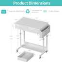 WINAZ Small White Portable Rolling Desk with Drawers & Storage Shelf, 32 Inch Mobile Standing Desk Adjustable Height with Wheels for Home Office, Kids Desks Couch Sofa Side Laptop Craft Table, 31.5"