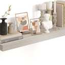 Heimlove 36 Inch Grey Floating Shelves for Wall,10.3 Inch Deep Wood Shelves with Invisible Brackets,Wall Mounted Storage & Display Shelves for Bedroom,Living Room