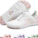 Hike Footwear HF Signature Healthy & Non-Slip Breathable Barefoot Shoesfor Women Men, Wide Toe Flexible, Lightweight Daily Wear Walking Shoes Unisex (White/Pink)  8-8.5 Wide Women/6-6.5 Wide Men