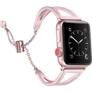 Secbolt Stainless Steel Bands Compatible with Apple Watch Band 38mm/40mm/41mm/42mm iWatch Series 10, Dressy Metal Bangle Bracelet Women (38mm/40mm/41mm/42mm(Series 10), Rose Gold)